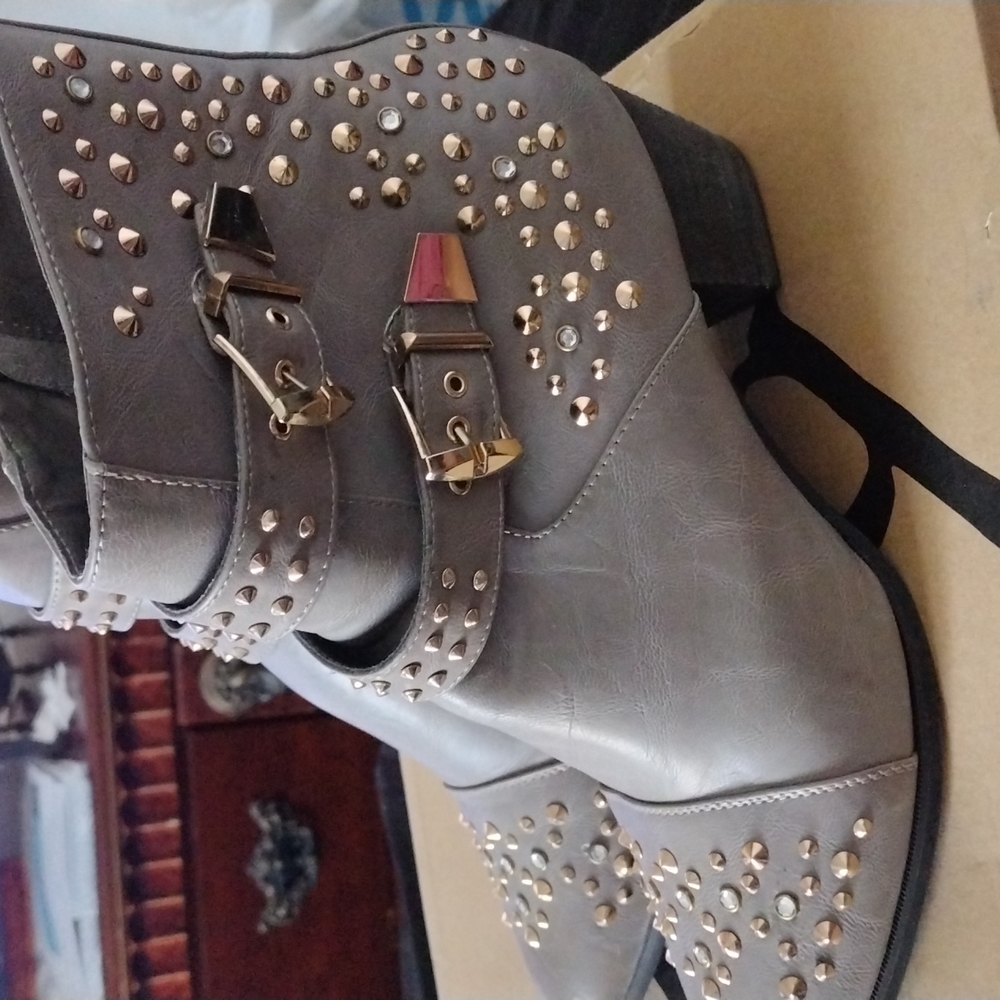 Gray Studded Booties - image 5